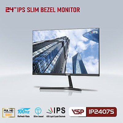 Màn hình Tràn viền Gaming VSP IP2407S 24inch (23.8" IPS FHD 100Hz, HDMI+VGA+Audio 3.5) - Hàng chính hãng TECH VISION phân phối