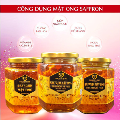 Mật Ong Saffron Đông Trùng Hạ Thảo Táo đỏ Kỷ tử 380ml/lọ Golden Herb