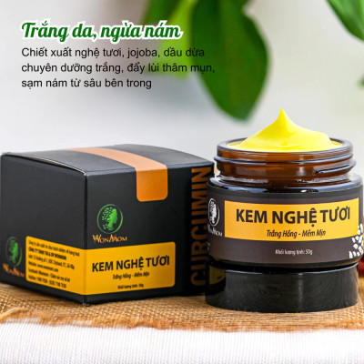 Bộ dưỡng trắng và đánh bay mụn Wonmom ( 1 Kem nghệ tươi + 1 Mặt nạ nghệ )