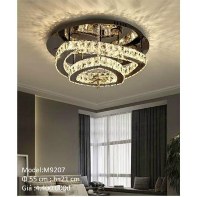 Pha lê chuẩn Đèn mâm Ca Sỹ Pha Lê ốp trần hình con tim KT 55x55cm, đèn ốp trần, đèn chùm phale, đèn thả trần M9207 DT