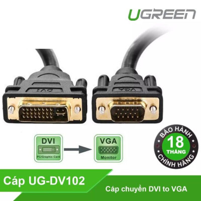 Ugreen UG30741DV102TK 1M màu Đen Cáp chuyển đổi DVI 24 + 5 sang VGA - HÀNG CHÍNH HÃNG