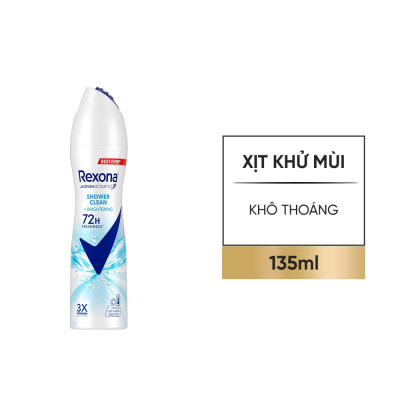 Xịt Khử Mùi Rexona Shower Clean Dry & Fresh Confidence Dành Cho Nữ 135ml