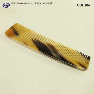 Lược sừng bằng đầu hai loại răng (Size: M - 12,5cm) COH104 - Lược xuất khẩu Nhật - Chăm sóc tóc