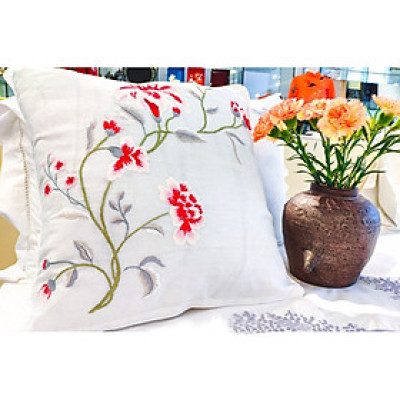 Vỏ gối tựa lưng thêu tay hoa trà TMD104058