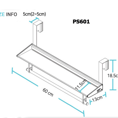 Kệ để đồ vắt khăn thông minh trên vách ngăn Wellex PS601
