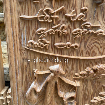 Cặp Tranh chữ cha mẹ bằng gỗ ngọc am thơm nức kt 30x97x4cm 