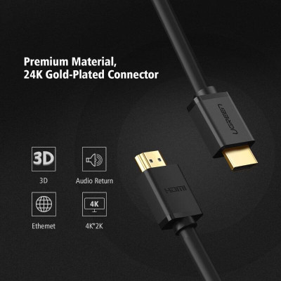 Ugreen UG10107HD104TK 2M màu Đen Cáp tín hiệu HDMI chuẩn 1.4 hỗ trợ phân giải 4K * 2K 60hz - HÀNG CHÍNH HÃNG