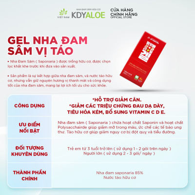 NƯỚC NHA ĐAM SÂM TÁO HỮU CƠ (hộp 5 gói) HỖ TRỢ TIÊU HÓA