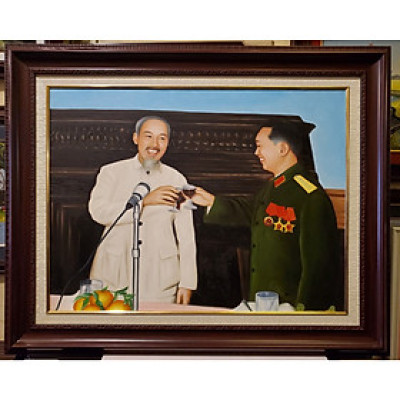 TRANH VẼ SƠN DẦU - ĐẠI TƯỚNG VÕ NGUYÊN GIÁP & CHỦ TỊCH HỒ CHÍ MINH