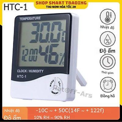 Đồng hồ đo nhiệt độ và đo độ ẩm chính xác cao, màn hình lớn hiển thị 5 thông số, có đồng hồ báo thức