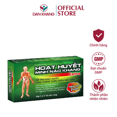 Hoạt Huyết Minh Não Khang Extra Hỗ Trợ Hoạt Huyết, tăng Cường Tuần Hoàn Máu Não Hộp 2 Vỉ x 10 Viên Nang