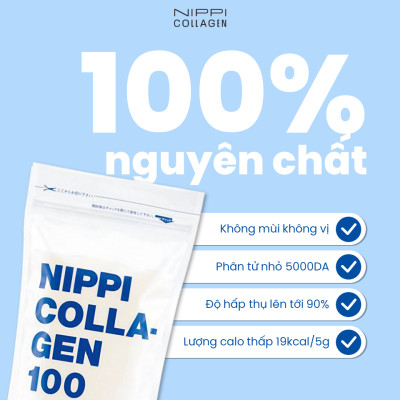 NIPPI Collagen 100 nguyên chất 100% peptide [Túi zip lớn]