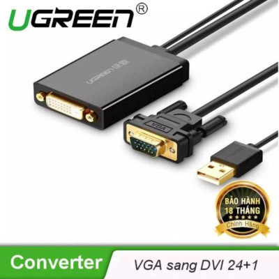 Ugreen UG30839MM119TK 50CM màu Đen Cáp chuyển VGA sang DVI 24 + 1 cao cấp - HÀNG CHÍNH HÃNG