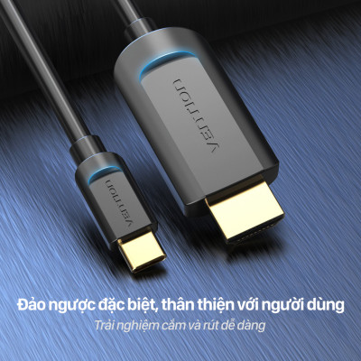 Cáp chuyển đổi Type-c sang HDMI 1.5M Vention CGUBG - Hàng Chính Hãng