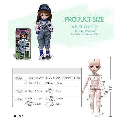 Búp Bê BJD 30cm Phiên Bản Nâng Cấp Dành Cho Trẻ Em