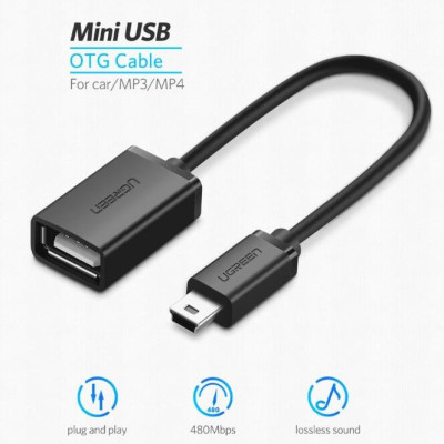 Ugreen UG10383US249TK 12CM màu Đen Cáp chuyển đổi MINI USB sang USB âm hỗ trợ OTG - HÀNG CHÍNH HÃNG