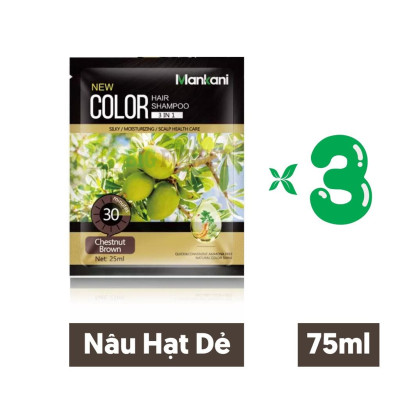 Hộp Dầu Gội Nhuộm Tóc, Thảo Dược Màu Nâu Hạt Dẻ, Mankani [250ml - Chính Hãng]
