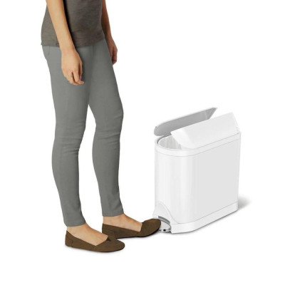 Thùng rác màu trắng SimpleHuman cánh bướm 10L Hàng Chính hãng