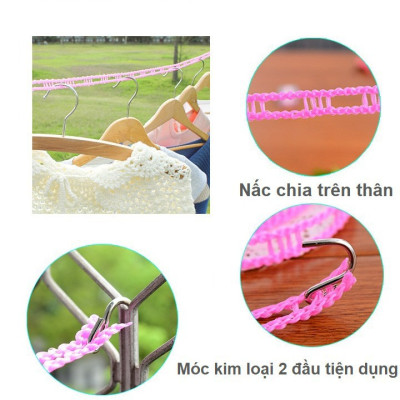 Cuộn Dây Phơi Đồ, Dây Phơi Quần Áo Thông Minh Có Lỗ Móc 5m - Hàng chính hãng