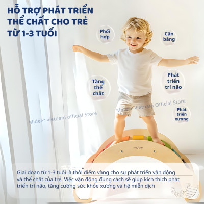 Ván thăng bằng montessori bập bênh vận động cho bé Mideer Rainbow Wooden Climber