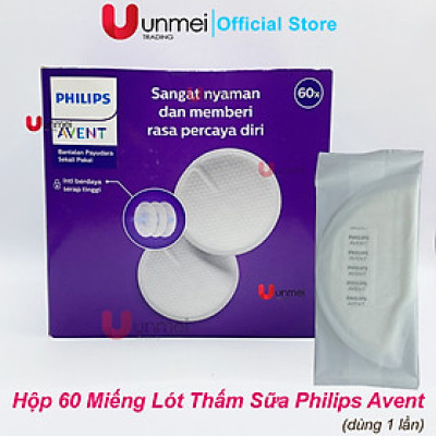Nguyên Hộp 60 Miếng Lót Thấm Sữa Philips Avent - Loại dùng 1 Lần 