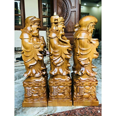 Bộ tam đa phúc lộc thọ gỗ bách xanh thơm nức kt cao 50 