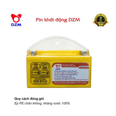 Pin khởi động Xe máy Mô tô DZM BP110, Tuổi thọ 8-10 năm | Thay Ắc quy chì | Pin Lithium LifePO4 | 12V - 5Ah - 100A | Phù hợp với các dòng xe máy phân khối  200-500cc