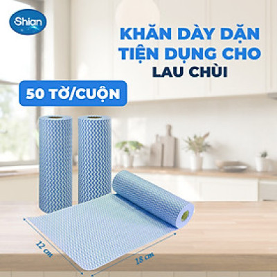 Khăn bếp đa năng cuộn 50 tờ Shian lau sạch đồ dùng bếp vệ sinh nhà cửa -Khăn đa năng