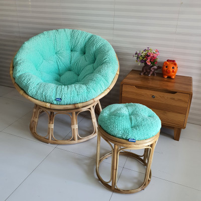Bộ ghế thư giãn papasan + đôn nhỏ ( Vải nhung cao cấp xanh ngọc)