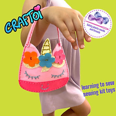 KIM NHỰA Bộ Thủ Công Trẻ Tự Làm Thú Bông 5+ UNICORN BAG Craftoi Felt Sewing toy prepunched holes plastic needle