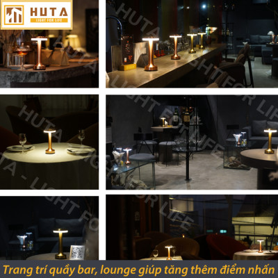 Đèn Led Để Bàn Quầy Bar Nhà Hàng HUTA RESDIA1 Cảm Ứng Tích Điện, Điều Chỉnh Ánh Sáng Vàng, Trang Trí Quán Bar, Nhà Hàng, Quán Cà Phê