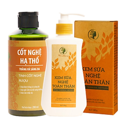 Bộ dưỡng trắng da body cho mẹ sau sinh Wonmom ( 1 kem sữa nghệ toàn thân + 1 cốt nghệ)