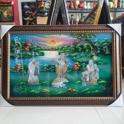 Tranh sơn mài - PHÚC LỘC THỌ - Size 40x60 cm - Khảm cừ cao cấp