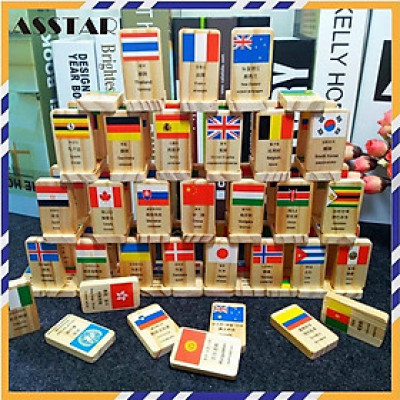 Đồ Chơi Gỗ, Bộ Domino Cờ 100 Quốc Gia Trên Thế Giới, Đồ Chơi Trẻ Em