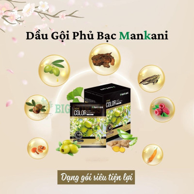 Gói Dầu Gội Nhuộm Tóc, Phủ Bạc Thảo Dược Mankani [Gói 25ml - Nâu Vàng]