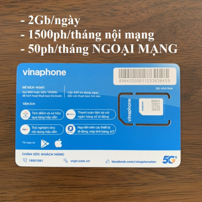 SIM 4G VINAPHONE TRỌN GÓI 1 NĂM - CHỌN LOẠI: 2GB/ngày, 6GB/ngày, 500GB/tháng - Hàng chính hãng