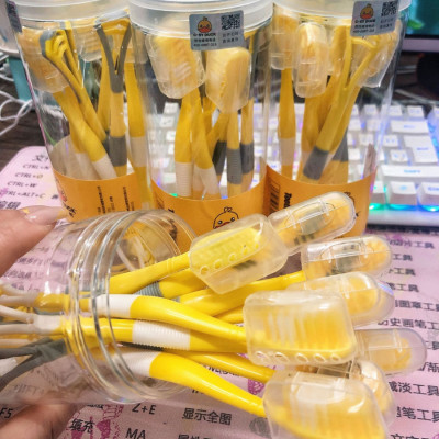 Hộp 8 bàn chải đánh răng Du lịch 2 in 1 hình vịt đáng yêu - Hàng chính hãng