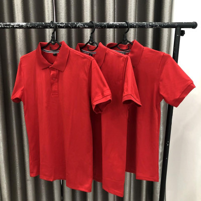 Áo Thun Có Cổ Cá Sấu 4 Chiều Màu Đỏ Tươi