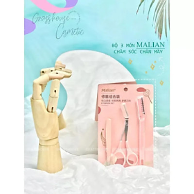 BỘ CHĂM SÓC CẮT TỈA CHÂN MÀY GỌN GÀNG 3 MÓN MALIAN: Dao cạo lông mày + kéo tỉa lông mày, lông mũi + Nhíp