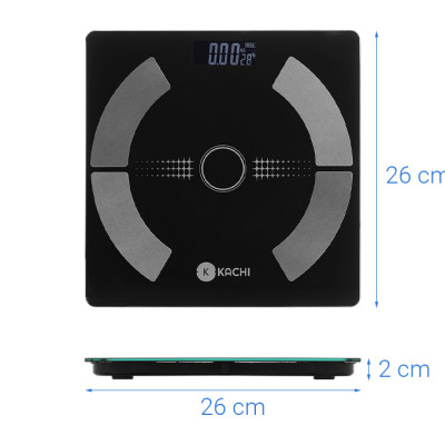 Cân điện tử bluetooth phân tích chỉ số cơ thể Kachi MK223 - Màu đen - Hàng chính hãng