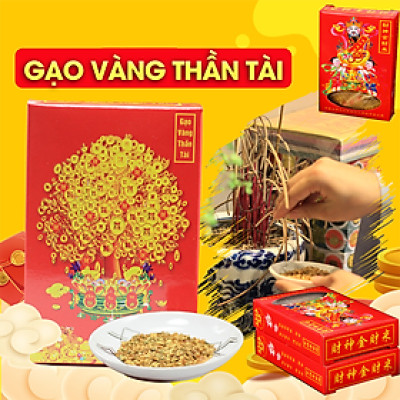 Gạo Vàng Thần Tài - Vật Phẩm Phong Thủy Chiêu Tài Lộc Trên Ban Thờ Thần Tài - Mang May Mắn Cho Ngày Vía Thần Tài Golden Rice