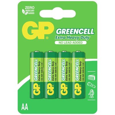 Vỉ 4 Pin Tiểu GP Greencell Extra Heavy Duty AA 1.5V - GP 15G-2U4