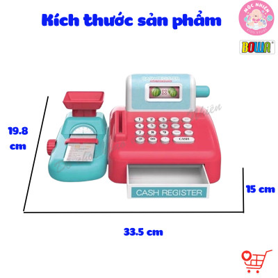 Đồ chơi siêu thị Bowa 8352A, quầy thanh toán 15 món có dùng pin