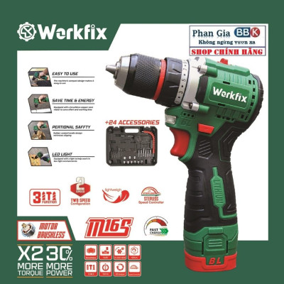Máy Khoan Dùng Pin WORKFIX  16,8V -  Đầu Kẹp Autolook 10mm Pin 4 Cell bảo hành chính hãƞg
