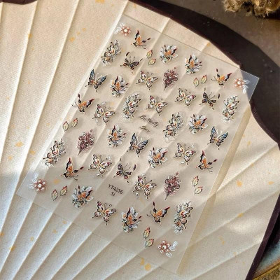 Sticker 5D Bướm Lụa Nổi Gắn Móng CA6993 Làm Nail, Miếng Dán Bướm Lụa 5D Nhiều Màu Trang Trí Hình Dán Móng Hàn Quốc Nữ Women