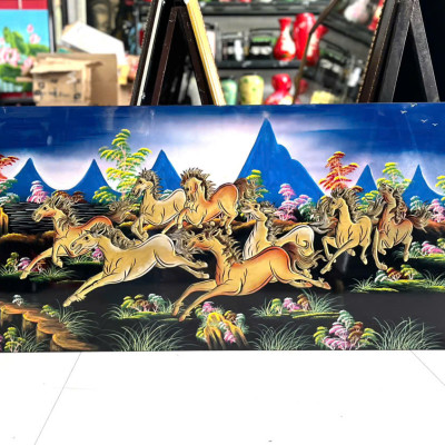 Tranh sơn mài - MÃ ĐÁO THÀNH CÔNG - Đắp nổi hàng xuất khẩu 60x120 cm