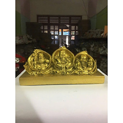 Bộ tượng Phước Lộc Thọ trong quả đào CTT10 22 x 7.5 x 10cm mạ vàng hoặc màu xanh lựa chọn