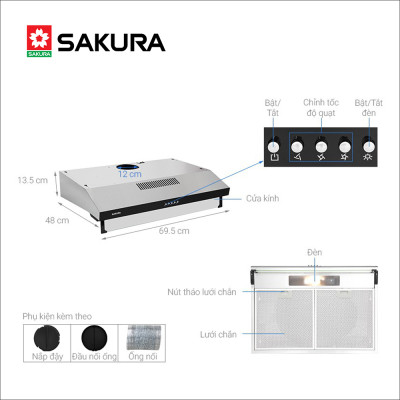 MÁY HÚT KHÓI SAKURA SCR-2881S - Hàng chính hãng