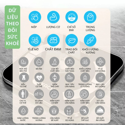 Cân điện tử bluetooth phân tích chỉ số cơ thể Kachi MK223 - Màu đen - Hàng chính hãng