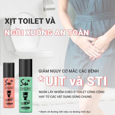 Xịt khử khuẩn bệ ngồi bồn cầu Su Star hương chanh và bạc hà, loại bỏ 99.999% (50ml)